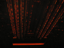 Red lights on ceiling